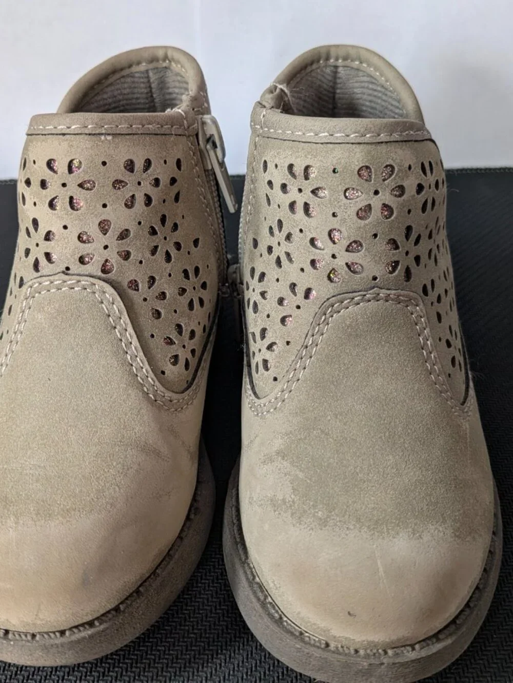 OshKosh B'gosh Toddler Girl Taupe Perforated Ankle Boots 6M